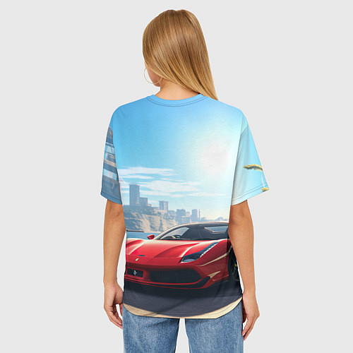 Женская футболка оверсайз GTA 6 logo auto / 3D-принт – фото 4