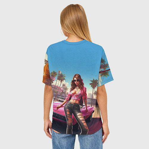 Женская футболка оверсайз GTA 6 girl logo / 3D-принт – фото 4