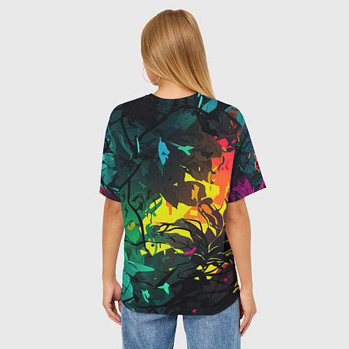 Женская футболка оверсайз GTA 6 logo абстрактные листья / 3D-принт – фото 4