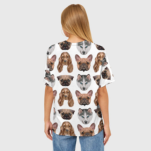 Женская футболка оверсайз Текстура собак / 3D-принт – фото 4