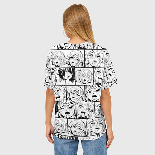 Женская футболка оверсайз Ahegao pattern / 3D-принт – фото 4