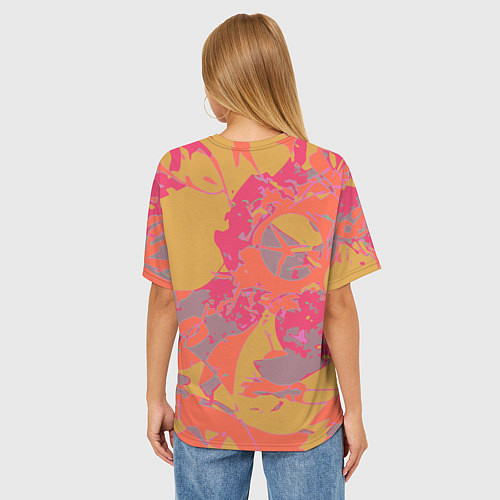Женская футболка оверсайз Цветной яркий камуфляж / 3D-принт – фото 4