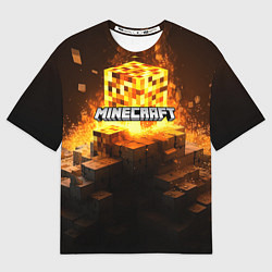 Футболка оверсайз женская Minecraft огненный куб, цвет: 3D-принт