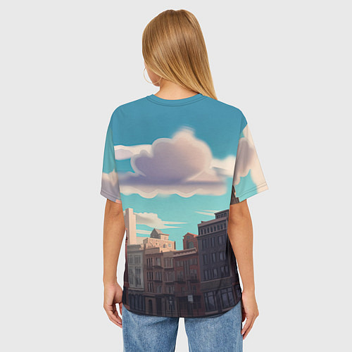 Женская футболка оверсайз Minecraft город и лого / 3D-принт – фото 4