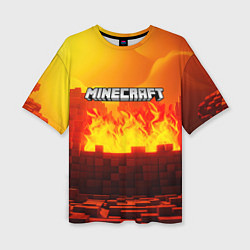 Футболка оверсайз женская Minecraft огненная стена, цвет: 3D-принт