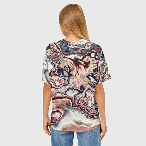 Женская футболка оверсайз Разноцветный мраморный узор / 3D-принт – фото 4