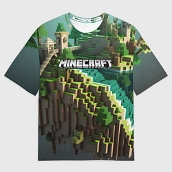 Женская футболка оверсайз Minecraft logo летняя карта
