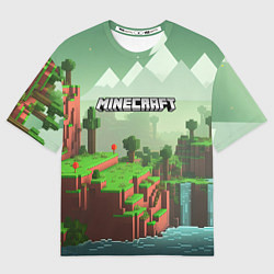 Футболка оверсайз женская Minecraft logo квадратный мир игры, цвет: 3D-принт