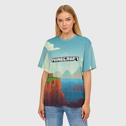 Футболка оверсайз женская Minecraft logo квадратный мир, цвет: 3D-принт — фото 2