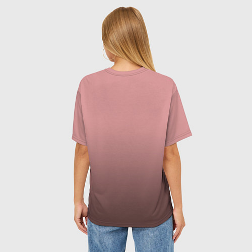 Женская футболка оверсайз Пыльно-розовый градиент / 3D-принт – фото 4
