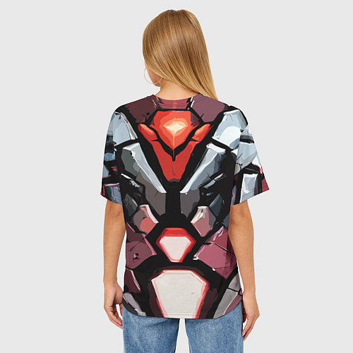 Женская футболка оверсайз Красная броня киберпанк / 3D-принт – фото 4