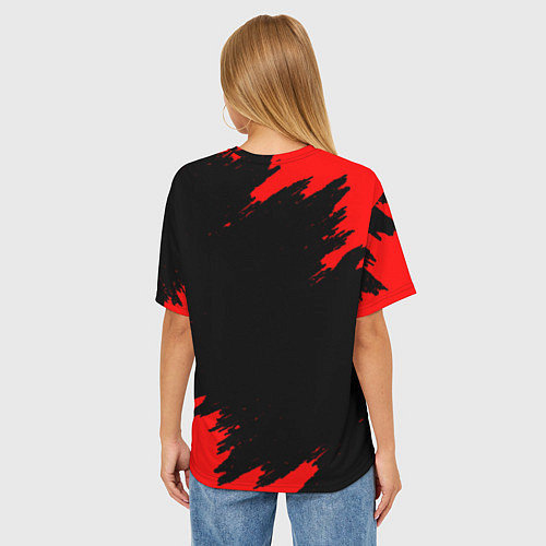 Женская футболка оверсайз Биомутант краски красные / 3D-принт – фото 4