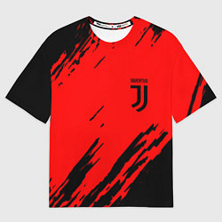Футболка оверсайз женская Juventus краски спорт фк, цвет: 3D-принт