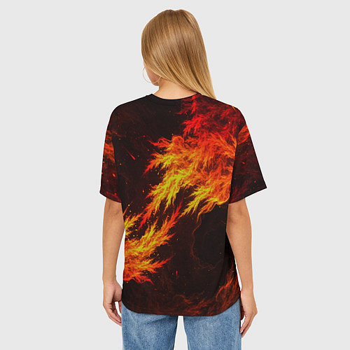 Женская футболка оверсайз Fire fox flame / 3D-принт – фото 4