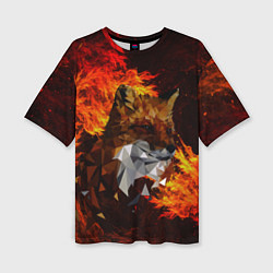 Футболка оверсайз женская Fire fox flame, цвет: 3D-принт