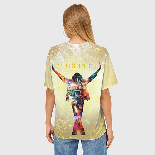 Женская футболка оверсайз Michael Jackson THIS IS IT - с салютами на золотом / 3D-принт – фото 4