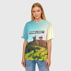 Футболка оверсайз женская Minecraft logo солнечная карта, цвет: 3D-принт — фото 2