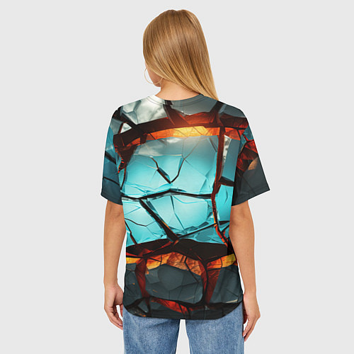 Женская футболка оверсайз Абстрактные камни разломленные / 3D-принт – фото 4