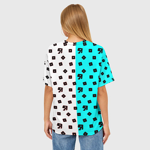 Женская футболка оверсайз Roblox pattern logo mobile / 3D-принт – фото 4