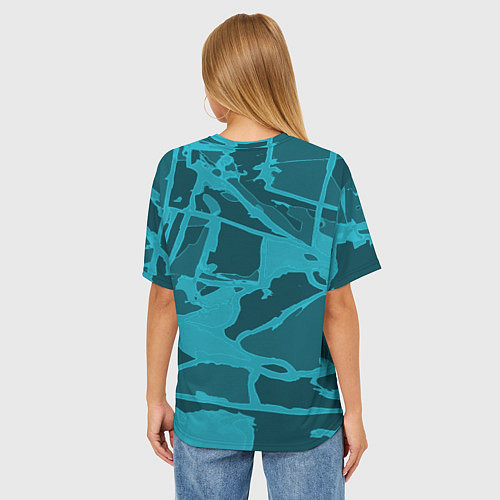 Женская футболка оверсайз Изумрудно-бирюзовая графика / 3D-принт – фото 4
