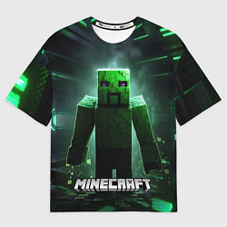 Футболка оверсайз женская Minecraft зеленый злой персонаж, цвет: 3D-принт