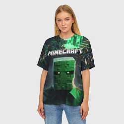 Футболка оверсайз женская Minecraft зеленый персонаж каменные джунгли, цвет: 3D-принт — фото 2