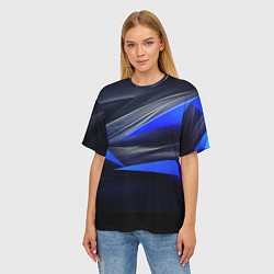 Футболка оверсайз женская Black and blue abstract background sport style, цвет: 3D-принт — фото 2