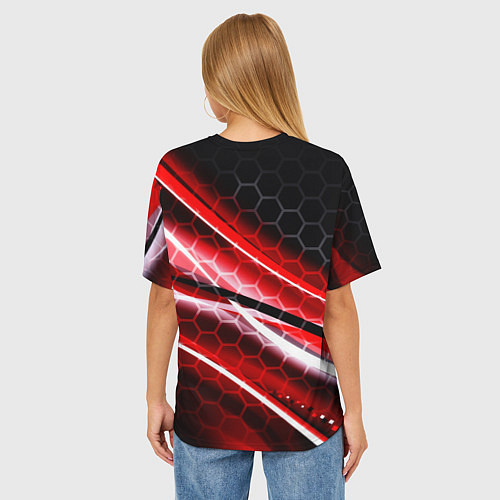 Женская футболка оверсайз Tekken 8 огненное лого файтинг / 3D-принт – фото 4