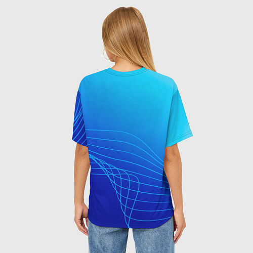 Женская футболка оверсайз Синий градиент полосы / 3D-принт – фото 4