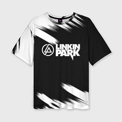 Футболка оверсайз женская Linkin park рок бенд краски, цвет: 3D-принт