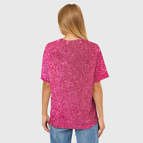 Женская футболка оверсайз Яркий розовый блеск / 3D-принт – фото 4