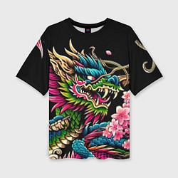 Женская футболка оверсайз Irezumi - Japanese dragon ai art