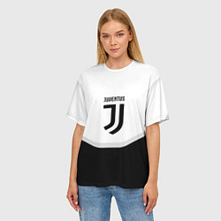 Футболка оверсайз женская Juventus black geometry sport, цвет: 3D-принт — фото 2