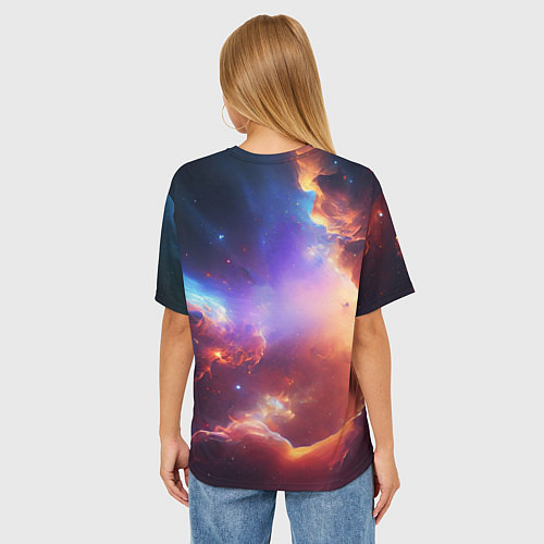 Женская футболка оверсайз Космический лев / 3D-принт – фото 4