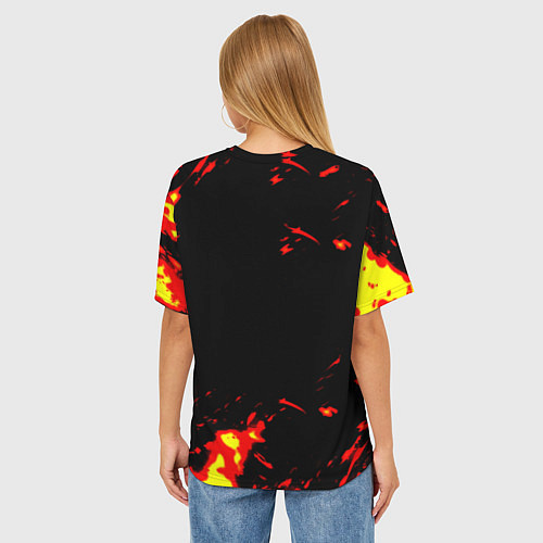 Женская футболка оверсайз Half life огненный стиль лава / 3D-принт – фото 4