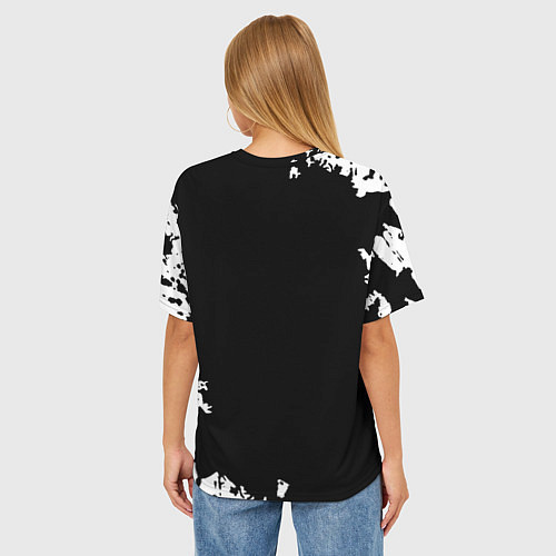 Женская футболка оверсайз Обитель зла текстура краски / 3D-принт – фото 4
