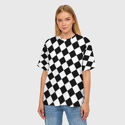 Футболка оверсайз женская Шахматные клетки абстракция, цвет: 3D-принт — фото 2