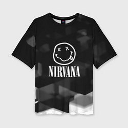 Женская футболка оверсайз Nirvana текстура рок