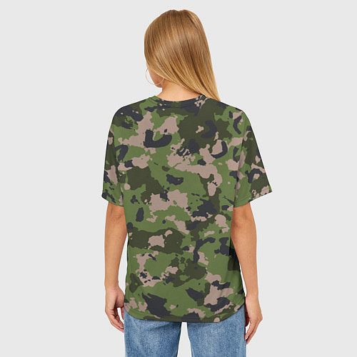 Женская футболка оверсайз Камуфляжный паттерн в стиле Woodland / 3D-принт – фото 4