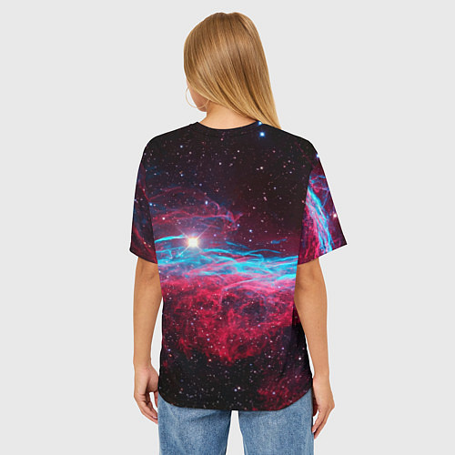 Женская футболка оверсайз Далматинец бравый космонавт - нейросеть / 3D-принт – фото 4