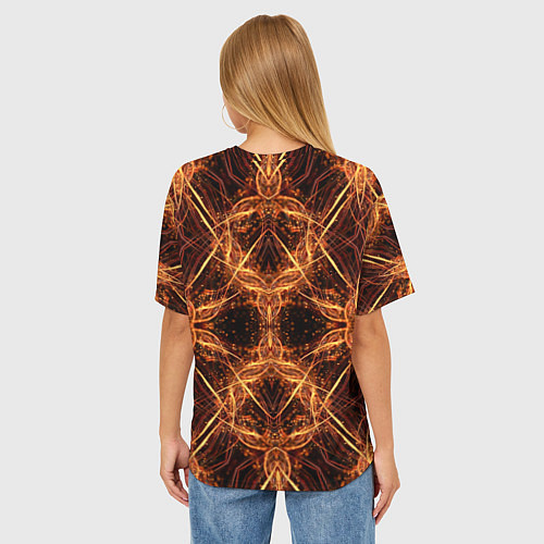 Женская футболка оверсайз Светящийся абстрактный пришелец / 3D-принт – фото 4