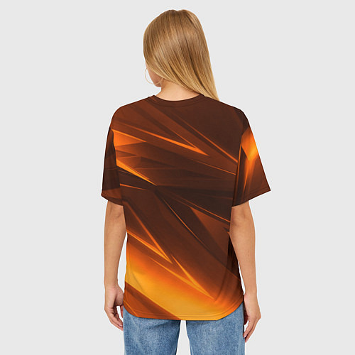 Женская футболка оверсайз Geometry stripes orange / 3D-принт – фото 4