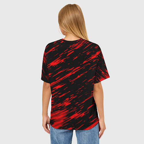 Женская футболка оверсайз Sally face красные искры / 3D-принт – фото 4