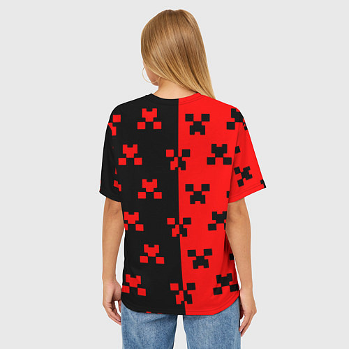 Женская футболка оверсайз Minecraft creeper logo / 3D-принт – фото 4