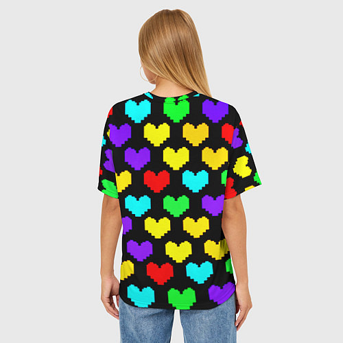 Женская футболка оверсайз Undertale heart pattern / 3D-принт – фото 4