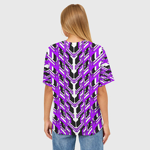 Женская футболка оверсайз Фиолетовая техно броня / 3D-принт – фото 4