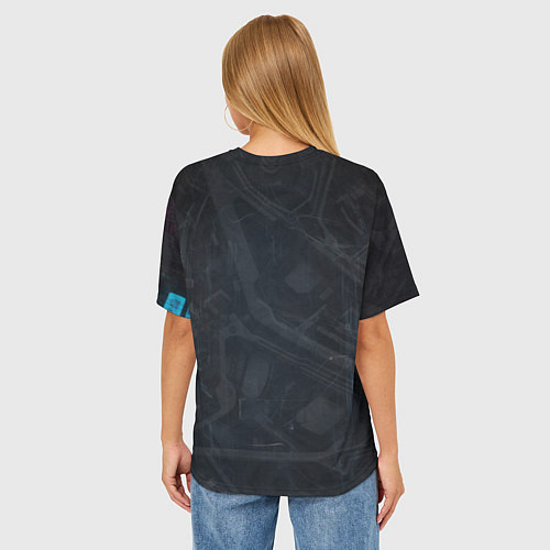 Женская футболка оверсайз Девушка-андроид из стали / 3D-принт – фото 4