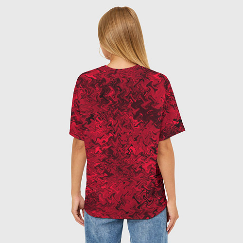 Женская футболка оверсайз Абстрактная текстура тёмно-красный / 3D-принт – фото 4
