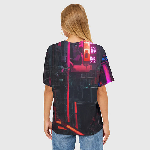 Женская футболка оверсайз Девушка в углепластиковой бороне / 3D-принт – фото 4