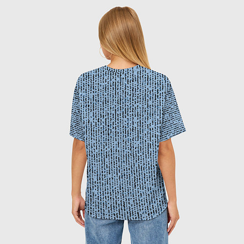 Женская футболка оверсайз Голубой с чёрным мелкая мозаика / 3D-принт – фото 4